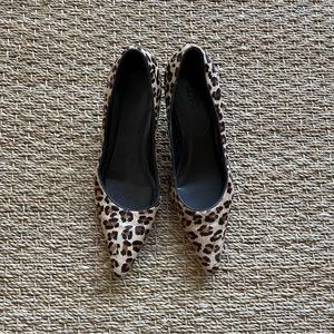 LOFT Leopard print leather kitten heels